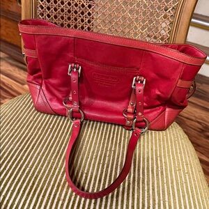 Coach Cherry Red Leather Tote